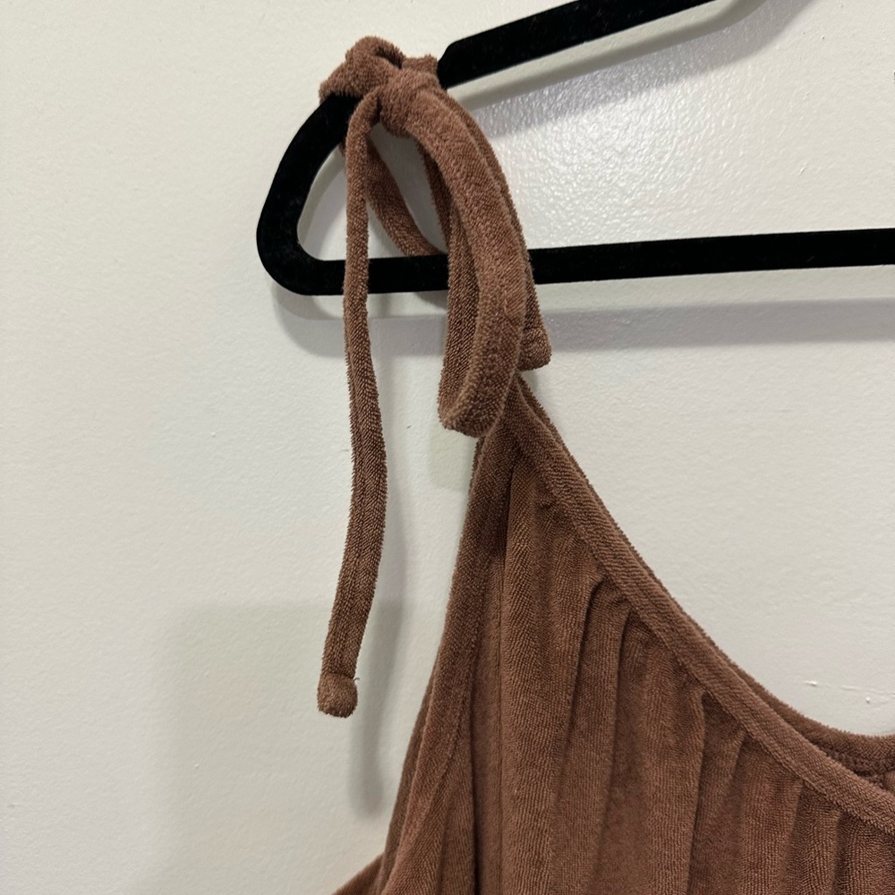 Old Navy Brown Terry Midi Dress with Tie Straps Sz XXL - Picture 3 of 5